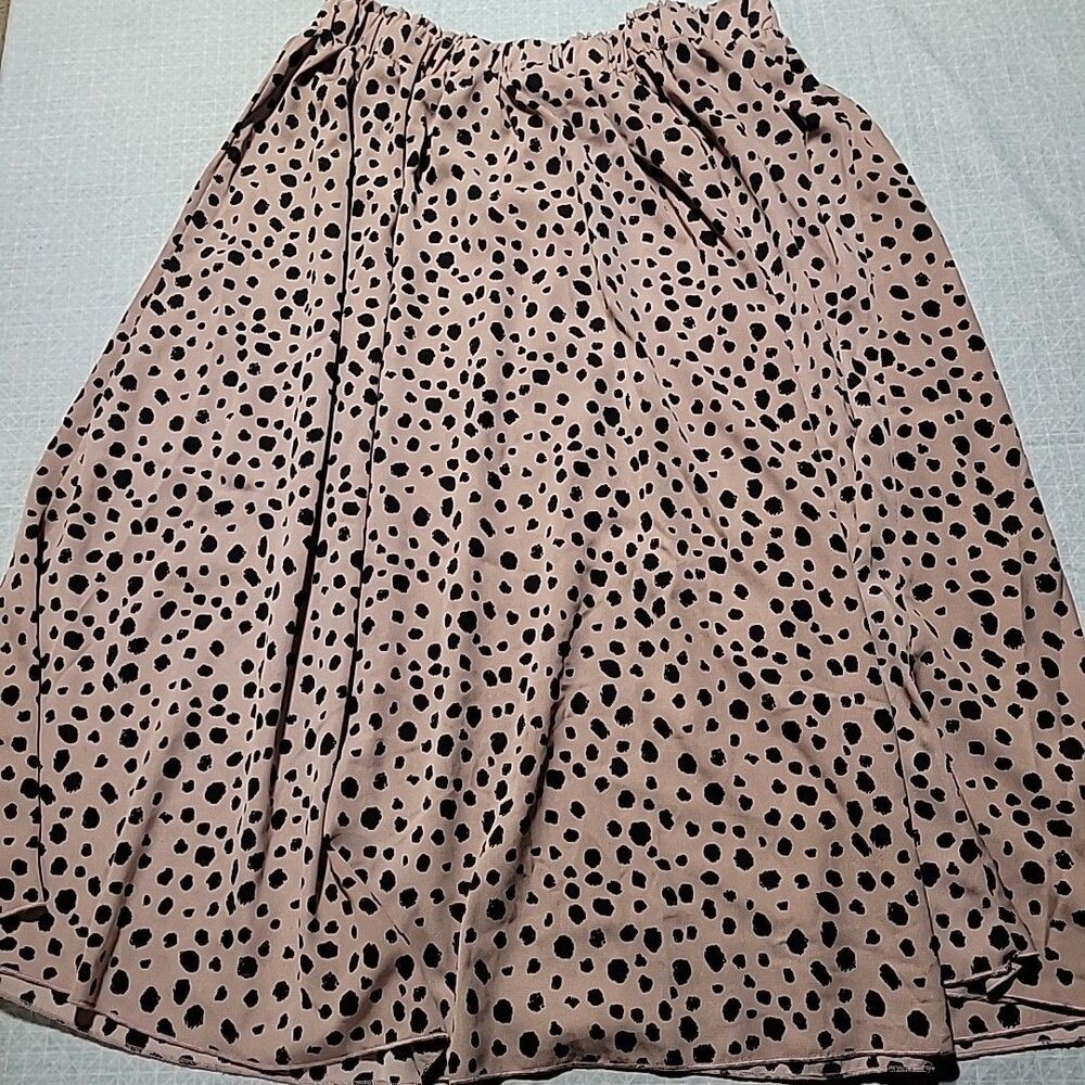 Shein Curve Women Midi Skirt Elastic Waist Animal Print Blush And Black Size 2XL